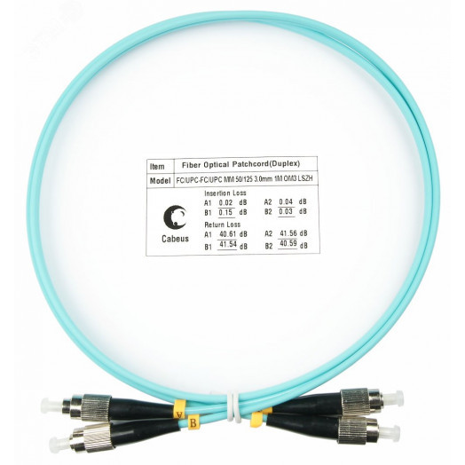 Шнур оптический duplex 1м FC-FC 50/125 mm OM3 LSZH FOP-50-FC-FC-1m