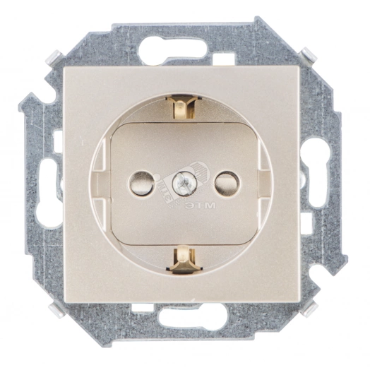 Simon15 Розетка с заземлением 16А 250В винтовой зажим шампань