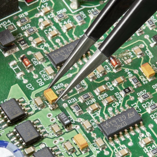 Пинцет ESD захватный прецизионный антистатический нержавеющая хромоникелевая сталь хромированный L-130 мм KN-922869ESD