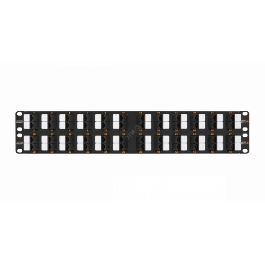 Панель 19'', 2U, 48 угловых портов, Кат.5e, RJ45/8P8C, неэкран., черная