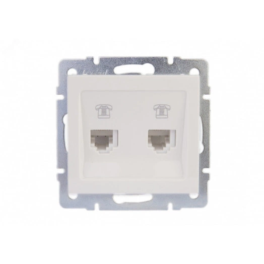 Розетка RAIN телефонная 2-ая евро белая механизм