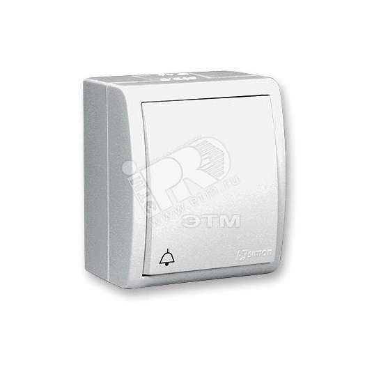 Simon15 Aqua Кнопка клавишная с символом «звонок» с подсветкой IP54 10А 250В винтовой зажим S15A белый