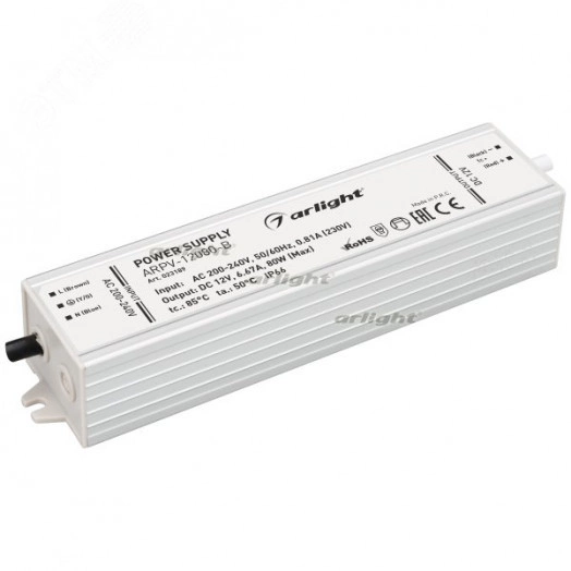 Блок питания ARPV-12080-B (12V, 6.7A, 80W) (ARL, IP67 Металл, 3 года)