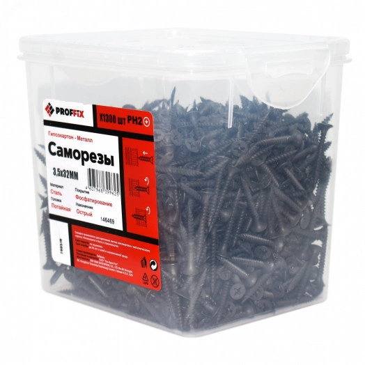 Саморез СГМ 3,5х32 усил-й  (TWN) (1300 шт) - конт-р PROFFIX