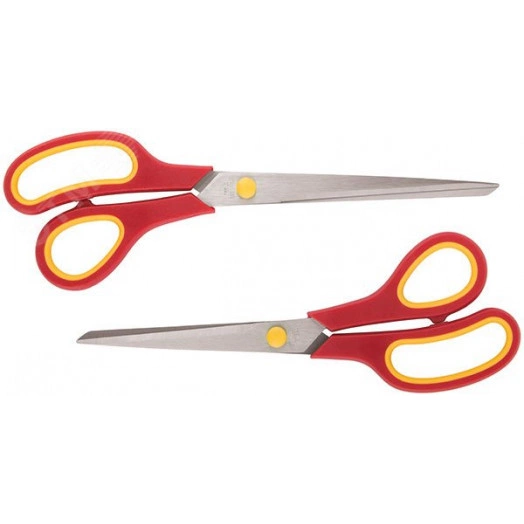 Ножницы бытовые нержавеющие, прорезиненные ручки, толщина лезвия 1.5 мм, набор 2 шт, 215 мм и 240 мм