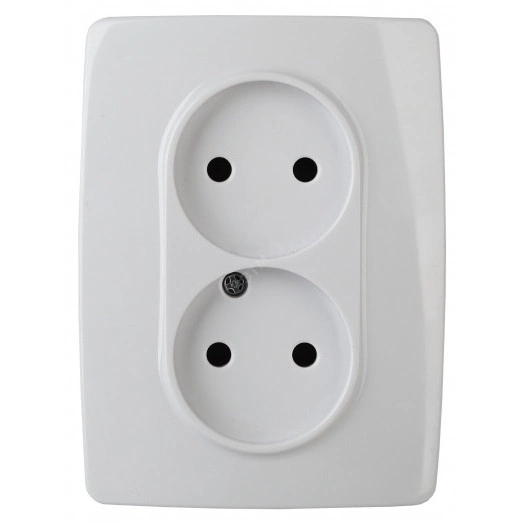 Розетка 2X2P, 16A-250В, винт, Эра12, белый, 12-2117-01