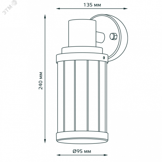 Светильник садово-парковый 60Вт (max) 1хЕ27 на стену вниз 170-240 В 50Hz IP54 105х240х142 мм Vega Gauss