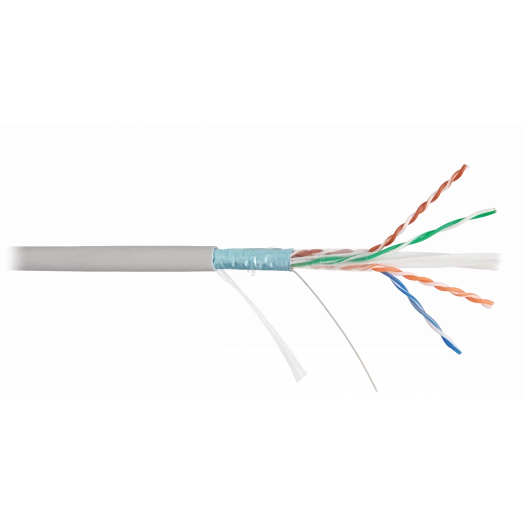 Кабель F/UTP 4 пары, Кат.6, одножильный, медный, 0,57мм, внутренний, PVC, серый, 305м