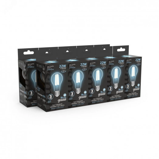 Лампа светодиодная LED 22Вт 2100Лм 4100К белая Е27 А70 Filament Gauss