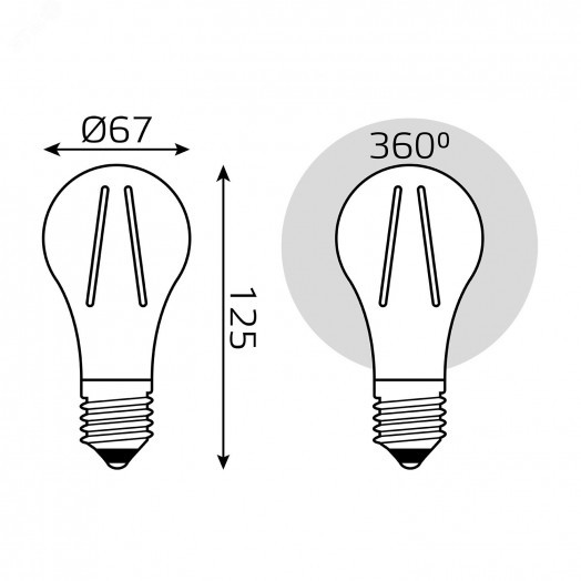 Лампа светодиодная LED 22Вт 2100Лм 4100К белая Е27 А70 Filament Gauss
