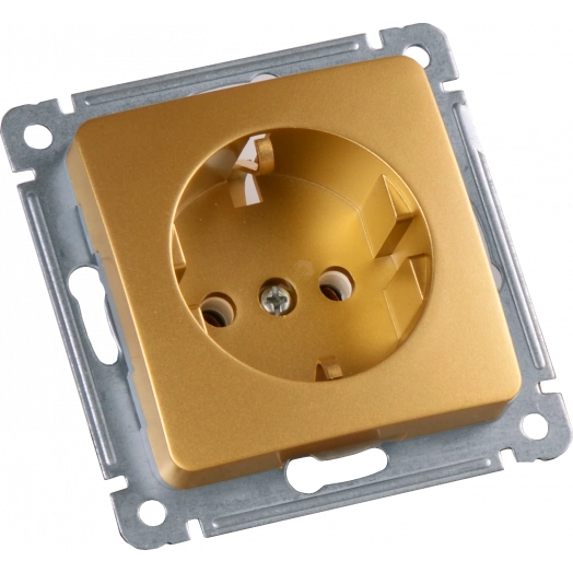 MASTER Розетка одноместная с заземляющим контактом, скрытой установки, в рамку, золото