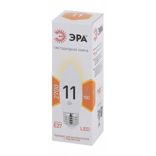 Лампа светодиодная LEDB35-11W-827-E27(диод,свеча,11Вт,тепл,E27)