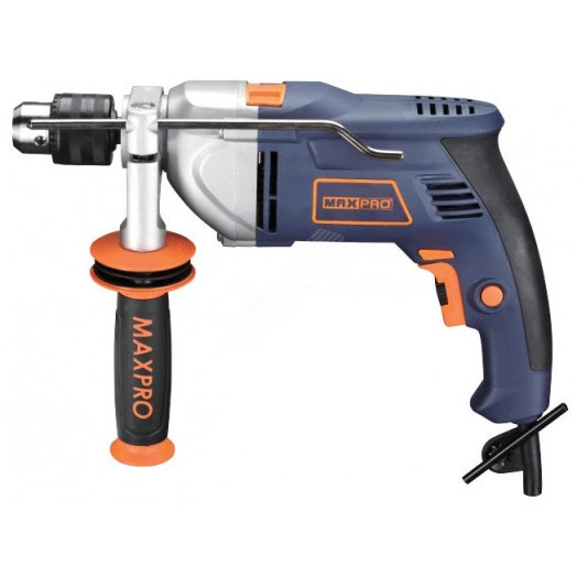 Дрель ударная 850 Вт, 0-2700об/мин, ключевой патрон 1.5-13мм, 2.4 кг, антивибрационная ручка, резиновые вставки, металлический корпус редуктор