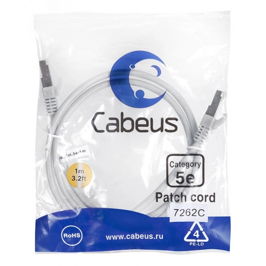 Патч-корд PC-FTP-RJ45-Cat.5e-1m F/UTP, категория 5е, 2xRJ45/8p8c, экранированный, серый, PVC, 1м