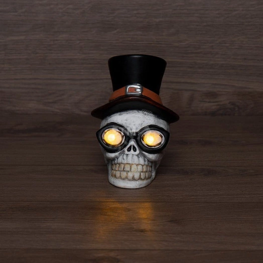 Керамическая домашняя фигурка Череп в шляпе 13.2х10.3х14.3 см