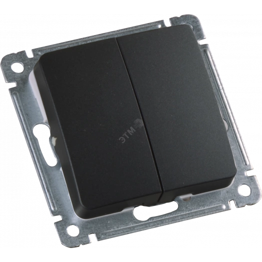 MASTER Выключатель двухклавишный скрытой установки, в рамку, черный