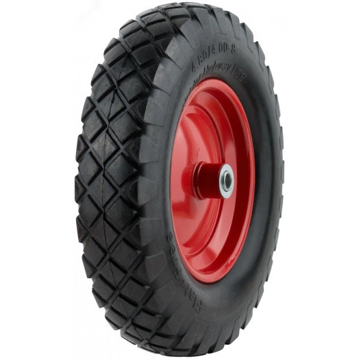 Колесо запасное полиуретановое 380х65 мм (PU 4.00-8), подшипники 16 мм, для тачек 77611, 77612