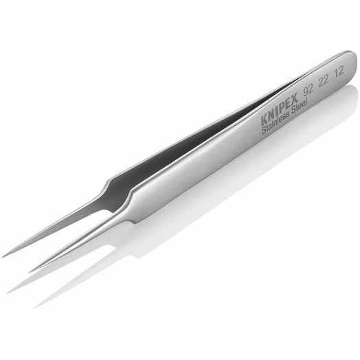 Пинцет захватный прецизионный особо тонкие губки L-105 мм хромоникелевая нержавеющая сталь антимагнитный кислотостойкий KN-922212