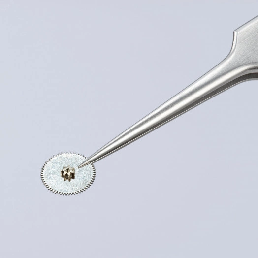 Пинцет захватный прецизионный особо тонкие губки L-105 мм хромоникелевая нержавеющая сталь антимагнитный кислотостойкий KN-922212