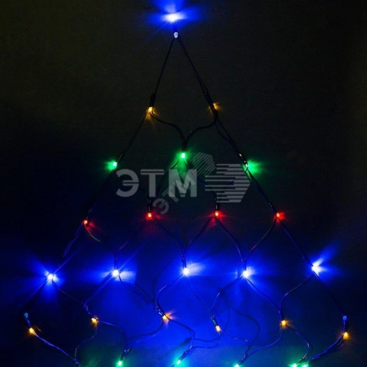 Гирлянда профессиональная Сеть 2х2х1.5м,  свечение с динамикой, черный ПВХ, 136 LED, 230 В, цвет: Мультиколор