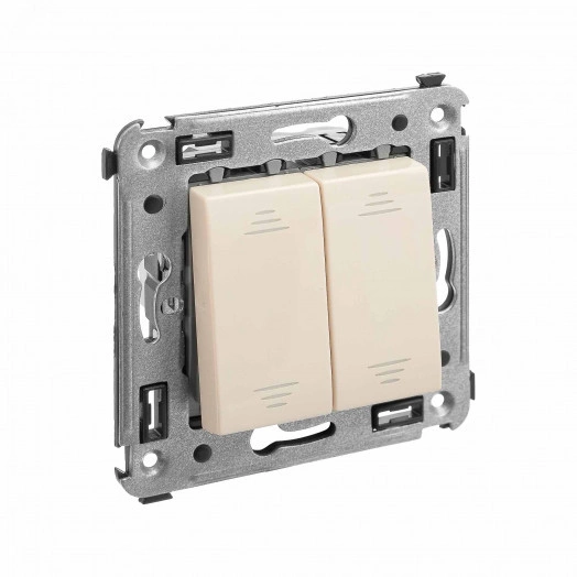 Avanti Инвертор двухклавишный в стену Ванильная   дымка (Переключатель сх. 7+7)