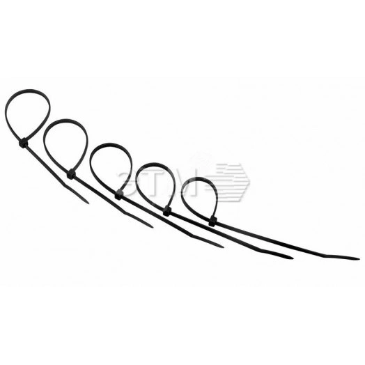 Хомут-стяжкa нeйлонoвая 200x3,6 мм, черная, упаковка 25 шт