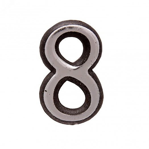 Цифра дверная на двусторонней клеевой основе, АЛЛЮР пластик 8 хром