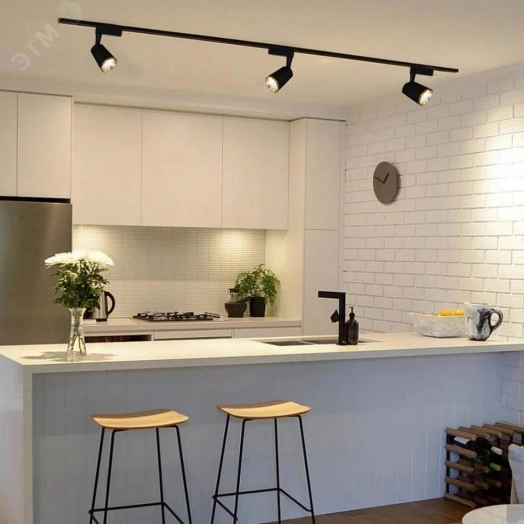 Светильник светодиодный трековый на шинопровод ДПО-12w 4000К 1080Лм черный с золотой рамкой