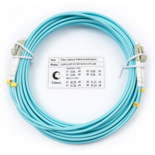 Шнур оптический duplex 5м LC-LC 50/125 mm OM3 LSZH FOP-50-LC-LC-5m