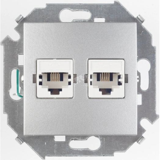 Розетка компьютерная двойная RJ45 кат.5е, алюминий