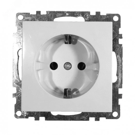 Розетка 1-местная с/з, серия Катрин, белый, Stekker