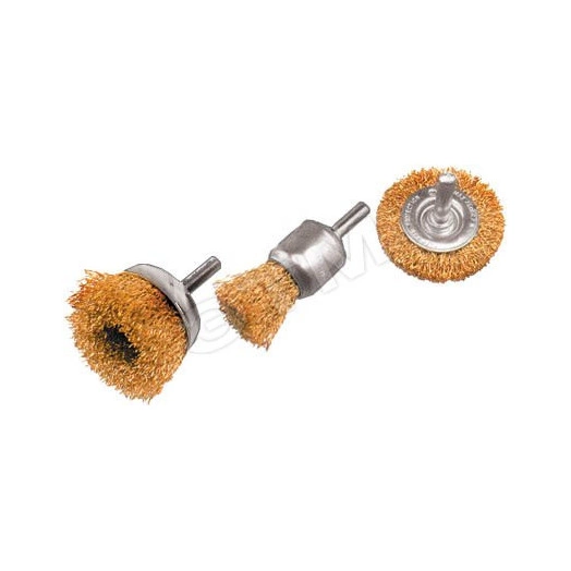 Корщетки со штифтом, набор 3 шт (колесо 50 мм / чашка 50 мм / венчик 25 мм)