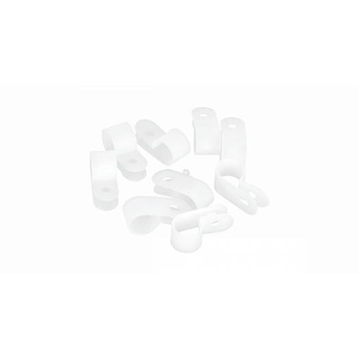 Крепление R-образное для кабеля до 16мм, с отверстием 4,5мм, белое, 100шт