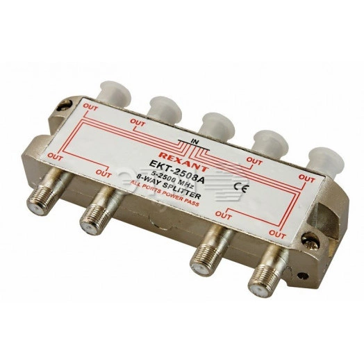 Делитель ТВ х 8 под F разъём 5-2500 МГц СПУТНИК REXANT