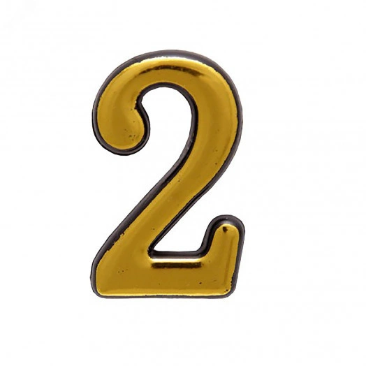 Цифра дверная на двусторонней клеевой основе, АЛЛЮР пластик 2 золото