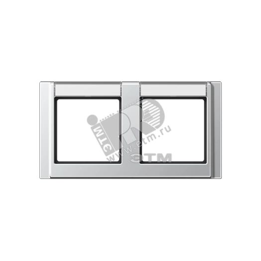 Рамка 2 поста с полем для надписи алюминий