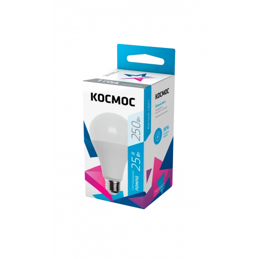 Лампа светодиодная LED 25Вт 220В E27 D65х130 4500 белый A65 Космос