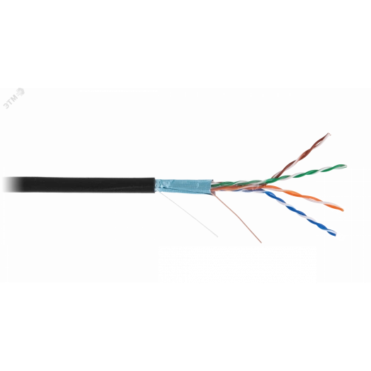 Кабель F/UTP 4 пары Кат.5e одножильный медный внешний PE черный 100м