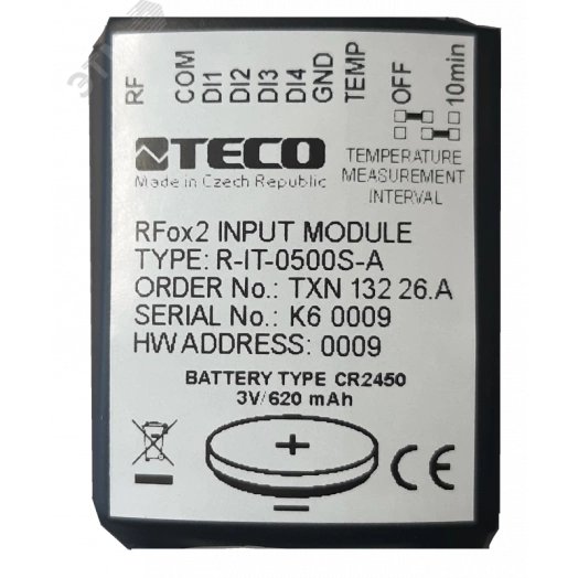 Радио модуль дискретных и аналоговых входов  R-IT-0500S-A: RFox2, 4x DI сухой контакт, 1x AI, радио тип A