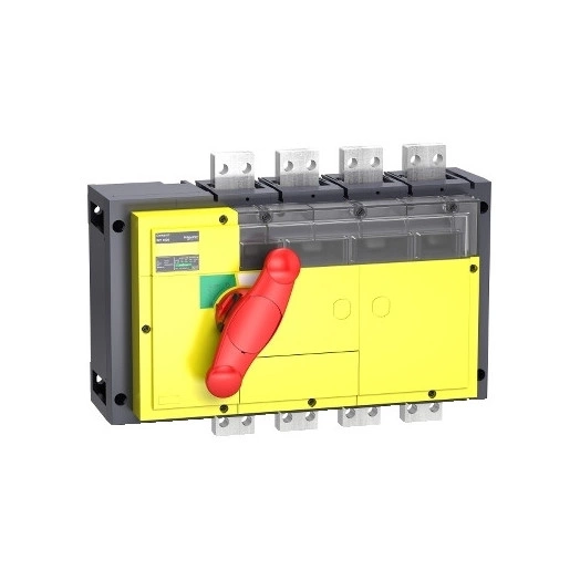 Выключатель-разъединитель INV1250 4п красная рукоятка/желтая панель