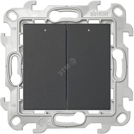 Выключатель двухклавишный с подвсеткой, графит