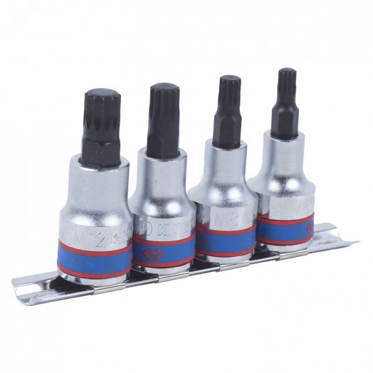 Набор торцевых насадок 1/2', SPLINE, М6-М12, L = 80 мм, 4 предмета