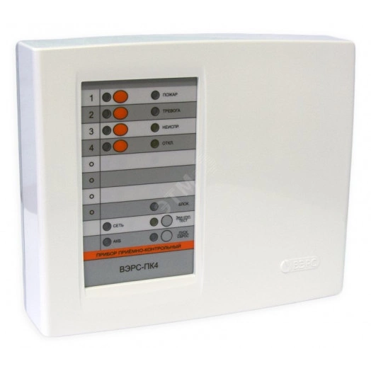 Прибор приемно-контрольный охранно-пожарный ВЭРС-ПК4П-РС версия 3.2, регис тратор событий, пластмассовый корпус, 4 шлейфа сигнализации