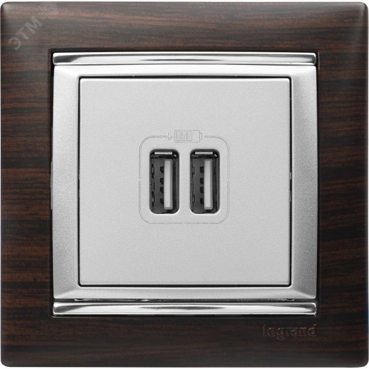 VALENA Розетка двойная USB алюминий