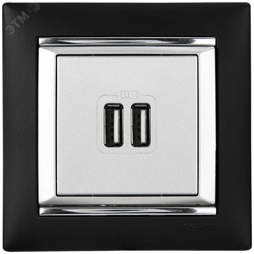 VALENA Розетка двойная USB алюминий