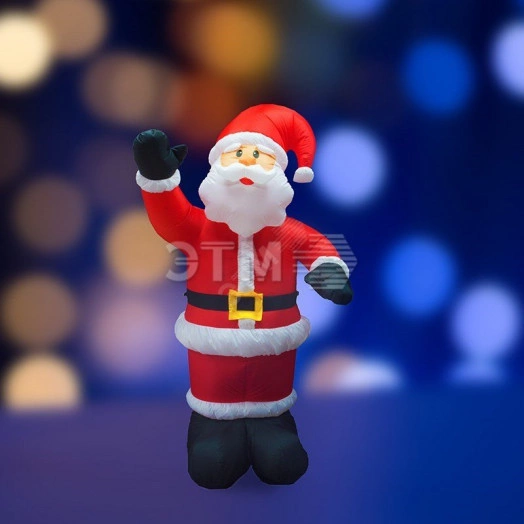 3D фигура уличная надувная Дед Мороз приветствует, размер 180 см, внутренняя подсветка 5 LED, компрессор с адаптером 12В, IP 65  NEON-NIGHT