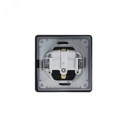 GLOSSA Розетка с заземлением со шторками с крышкой IP44 антрацит в сборе