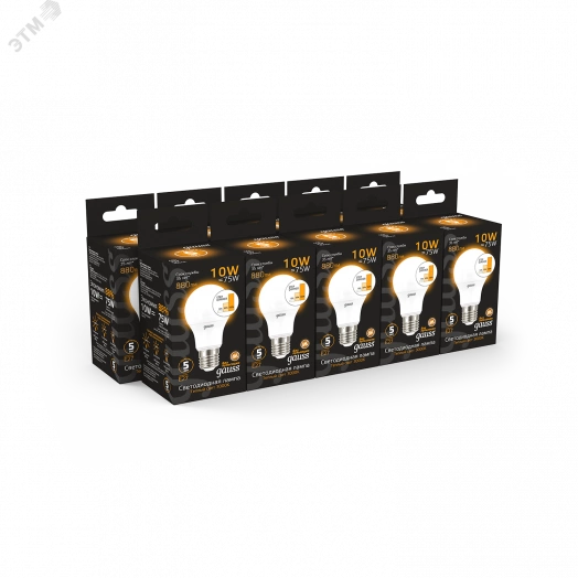 Лампа светодиодная LED 10 Вт 880 Лм 3000К теплая E27 A60 шаг. диммирование Black Gauss