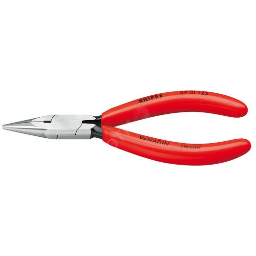 Плоскогубцы захватные прецизионные плоскокруглые губки L-125 мм чёрные обливные рукоятки блистер KN-3731125SB