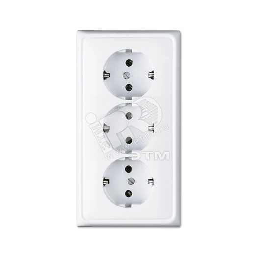 Розетка тройная с заземлением для кабельканалов  белая